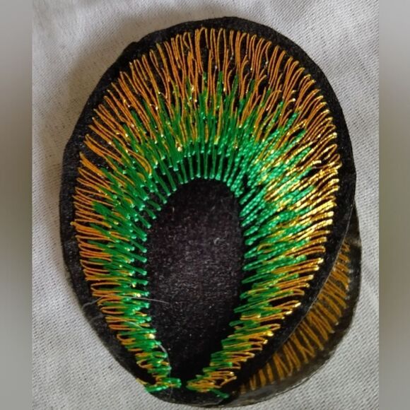 10 PC PEACOCK FEATHER Patch EMBROIDERED IRON -ON APPLIQUE 1.97" X 1.57 - Picture 1 of 4